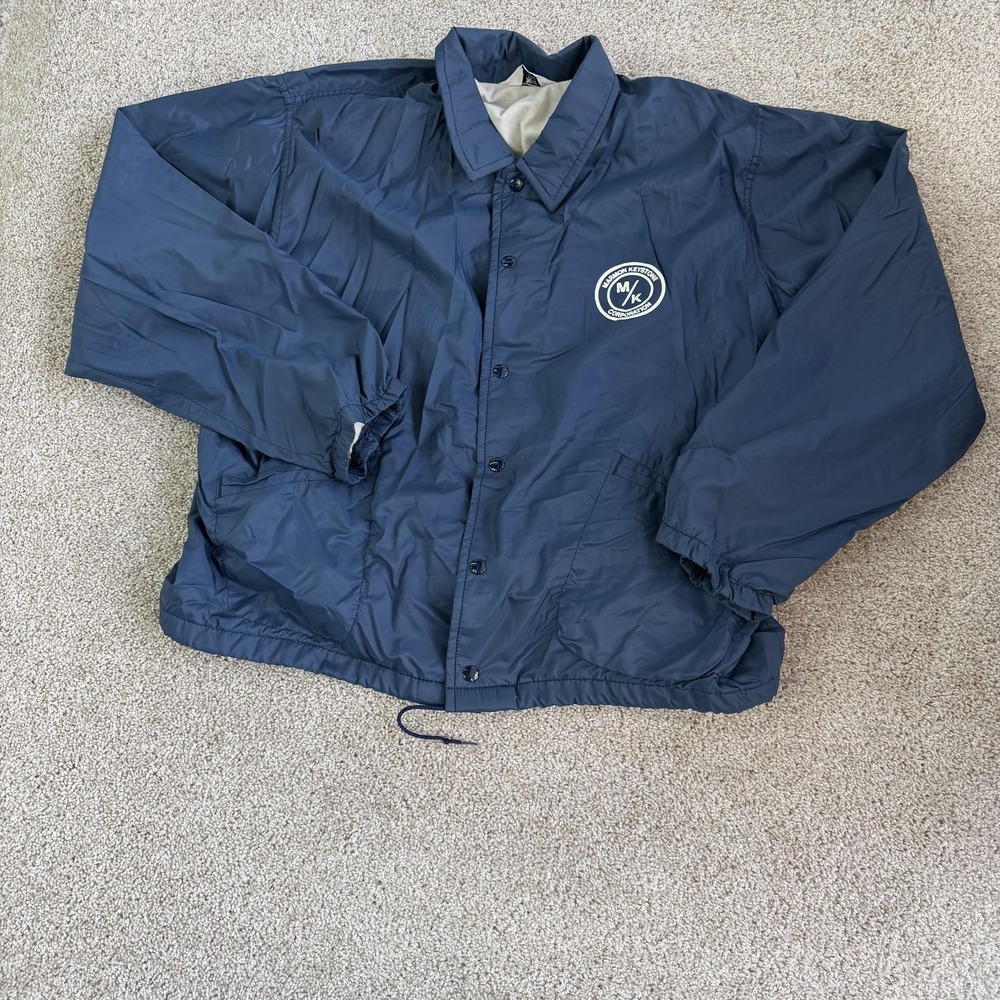 Vintage West Wind Jacket Mens XL Blue Nylon Lined Snap Front Coach Windbreaker